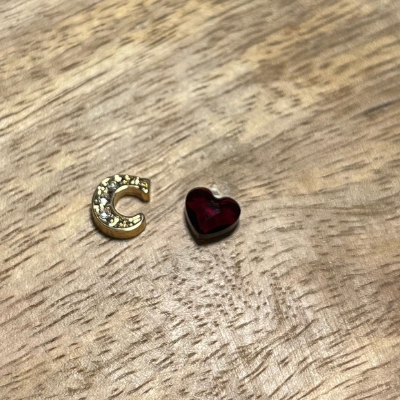 Origami Owl Gold Initial Letter Crystal “C” Charm & Red Crystal Heart Charm - Picture 4 of 9
